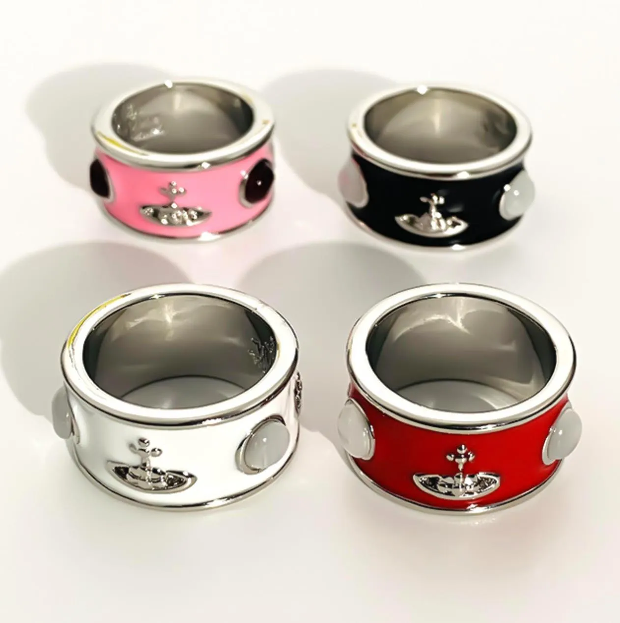 Luxe designer sieraden vrouwen Saturn Ring Drop Glaze Europese en Amerikaanse ins-stijl koper vergulde ringen glazuur sieraden N36