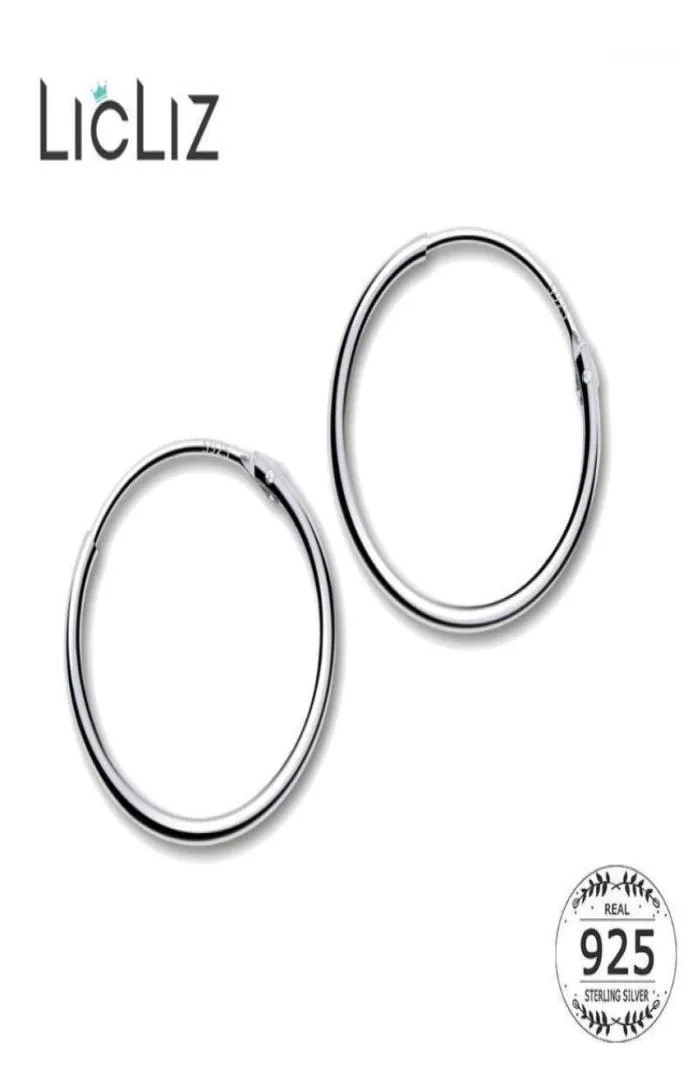 Hoop Huggie Licliz 2021 925 Sterling Silber Simple Ohrringe für Frauen runder Kreis Weiß Gold Schmuckschleife Joyas de Plata Le04728284409