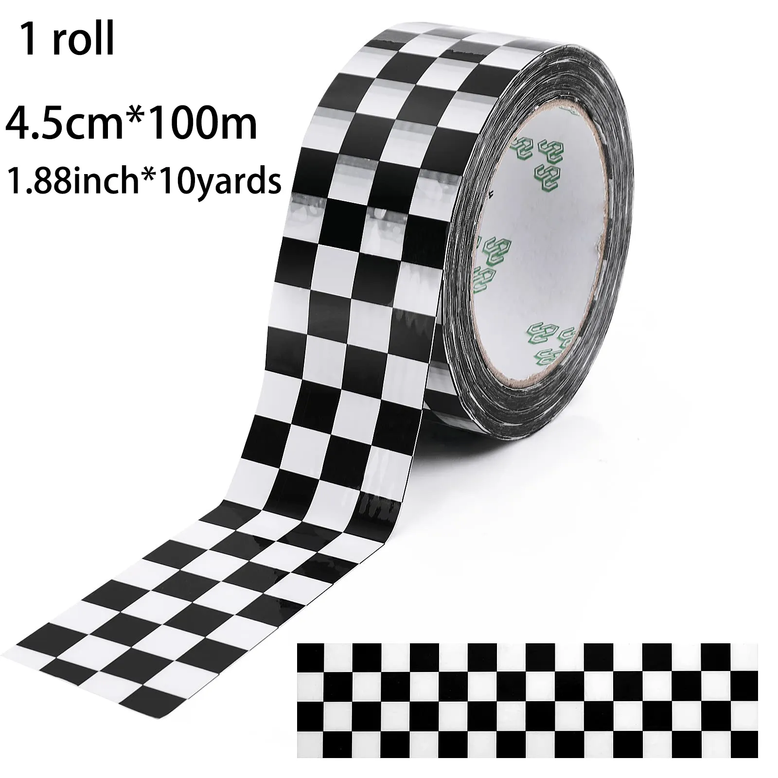 100 m/10yards su nastro stradali a scacchi decorazioni il compleanno dell'auto da corsa in bianco e nero nastro pista da corsa in bianco e largo 4,5 cm