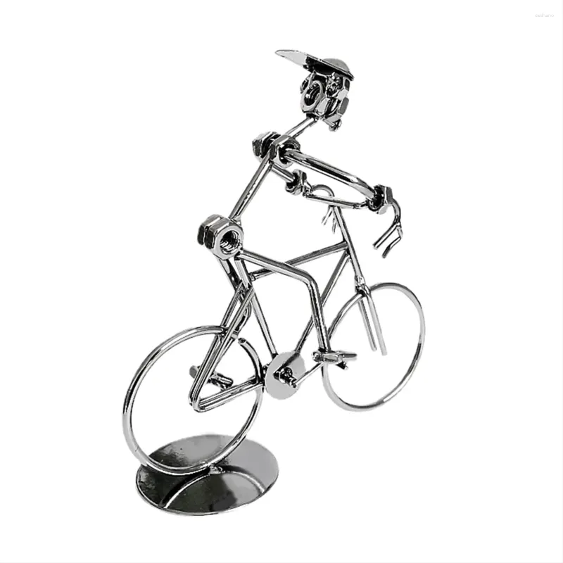 Party Decoration Retro Cyclists Model Iron Art Metal Bicycle Ornament A Man Riding Bike Statue Figurine For Home Library Desk