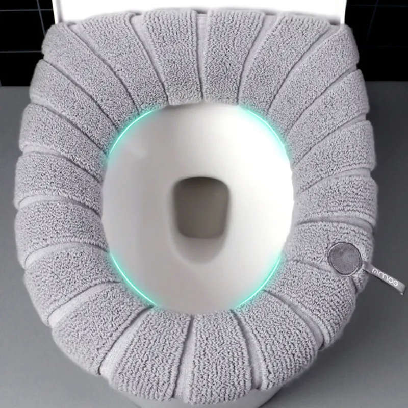 Winter Toilet Seat Cover LidHandle/Regular Washable Closestool Mat WC Warm Bathroom Simple Pure Removable O-shape Hot Sale Basic