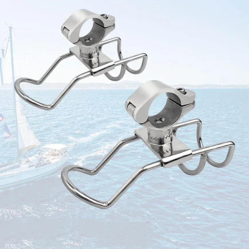 Marine Grade Steel 316 SS Fishing Rod Rack Holder Pole Bracket Support Clamp On Rail Mount 25or 32mm Boat Accessories