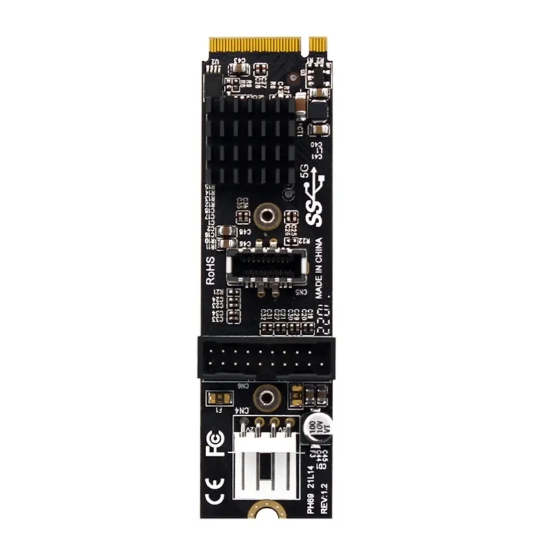 Karty PH69 M.2 M KLUCZ PCIE do USB 3.1 Karta rozszerzająca przednia 5 GB Typ C+19/20pin Konwerter adaptera z 4pin Port Power Port