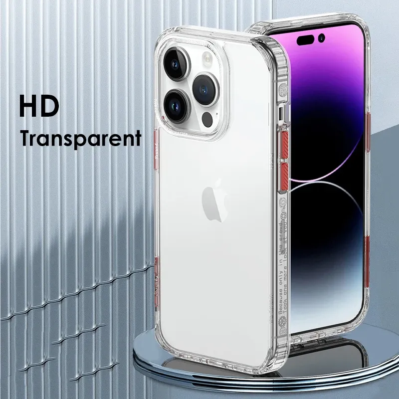 Hd Transparent Phone Case pour iPhone 13 14 Pro Max Protecter Frame Soft Frame Hard Back Cover pour iPhon 14plus 14pro 13pro