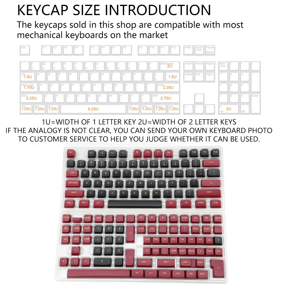 Csa Key Caps PBT Keycaps 150 Keys CSA Profile Dye-Sub English Style Red Black ...