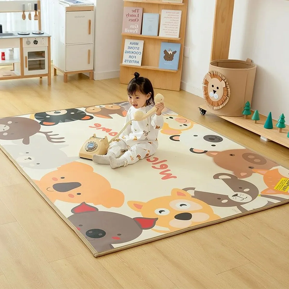 Tjock icke -toxisk 1cm EPE Baby Activity Gym Crawling Play Mats Folding Mat Carpet Game For Childrens Safety Rug 240411