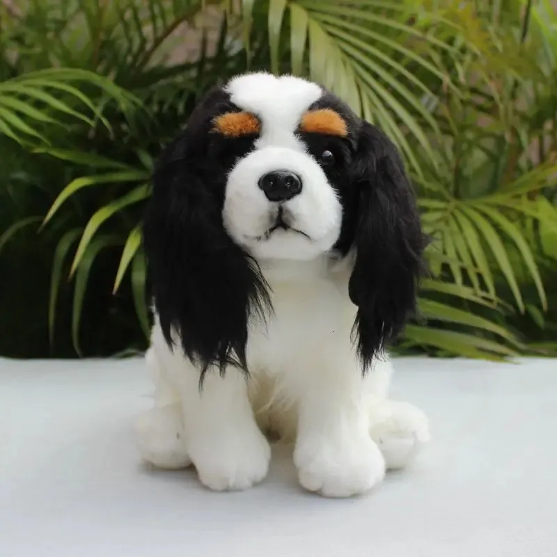King Charles Spaniel Anime Cute Plushie Dog Plush Toys Life Animals Simulation Stuffed Doll Kawai Toy Gifts 240401
