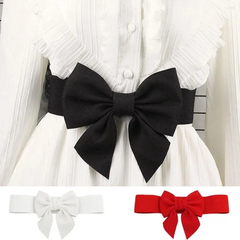 Bälten Kvinnor Bow Belt Stylish Women's Large Bowknot Elastic för klänningar Mångsidig bred midjebandsdekoration Elegant klänning