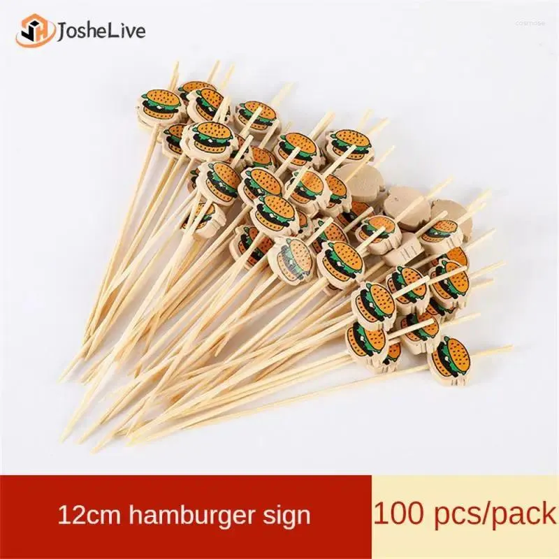 Forks 12cm Decorative Bamboo Sticks Easy To Use Buffet Skewers Dinner Fork/fruit Pick Party Decoration Picnic Tools