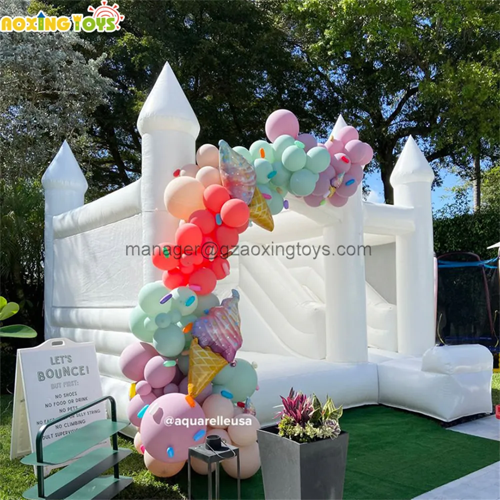 Commercial Pink Wedding Inflatable Bounce House With Slide Party Bouncy Castle Tent With Blower For Kids Adults