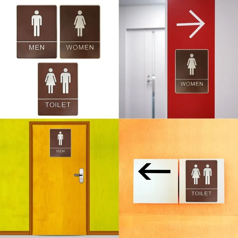 バスルームサインWCトイレの入り口サインDIY自己接着壁ステッカー男性女性