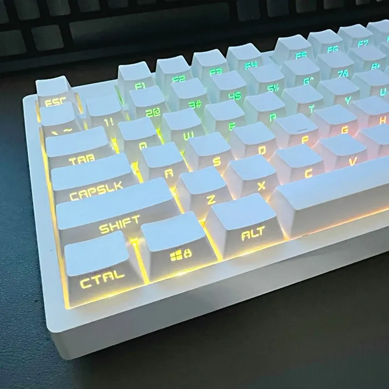 Acessórios 131 key white pbt keycap backlit rgb oem de perfil impressão lateral brilho através de keycaps para cereja mx teclado de jogos mecânicos