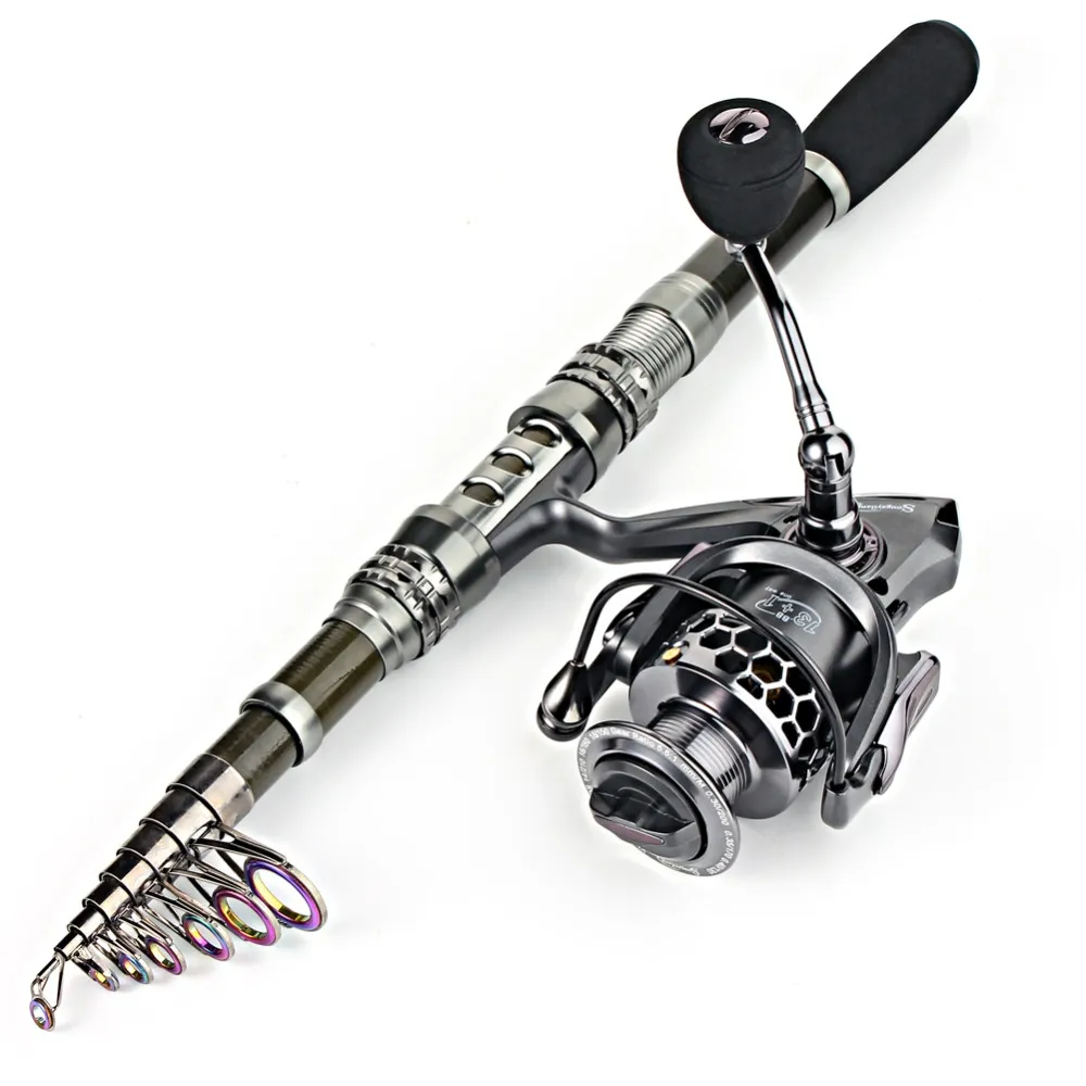 Sougayilang Spinning Fishing Rod And Reel Combo - 24-Ton Carbon Fiber, Ultra Light Travel Set