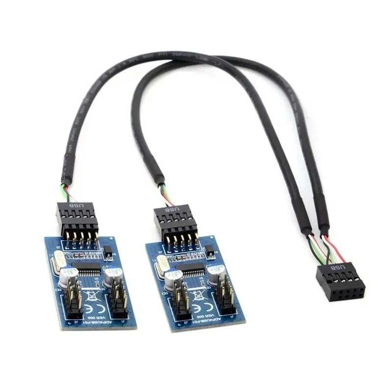 9 Pin USB Header Motherboard Male 1 To 2/4 Female Extension Cable Card Desktop USB2.0 HUB Connector Adapter 9 Pin Port Multilier