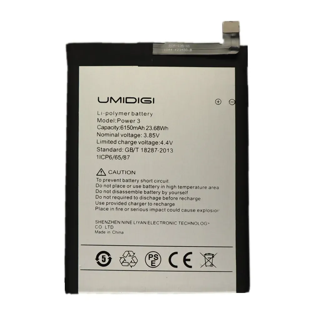 2024 ans 6150mAh Batterie de remplacement d'origine pour Umi Umidigi Power 3 Power3 Batterie de téléphone mobile en stock Expédition rapide