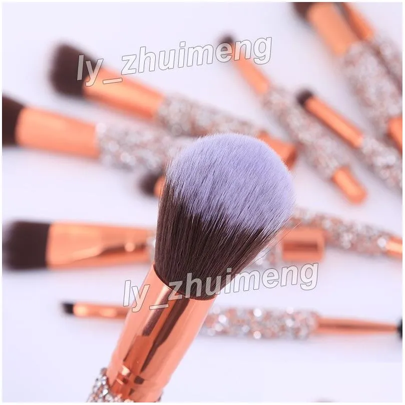 Makeup Brushes Diamondstudded brush 10pcs set Foundation Powder Brushes Eyeshadow Contour Concealer Blush Eyeliner Brow Cosmetic