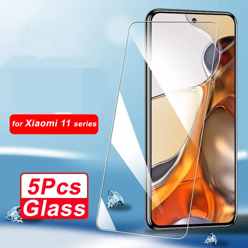 5pcs Memdered Glass для Xiaomi Mi 11x 11t Pro 11i 11 Lite 5G Протектора экрана Протектора Протектора Протектора Телепластинка Профессиональная пленка Shock -Resection Guard 10h