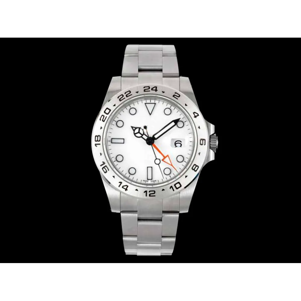 226570 OLEX Explorerii Automatisk klocka förstoringslins Superclone Platinum Mechanical Rhodium White Men's Convex 42mm Calender Designer 208