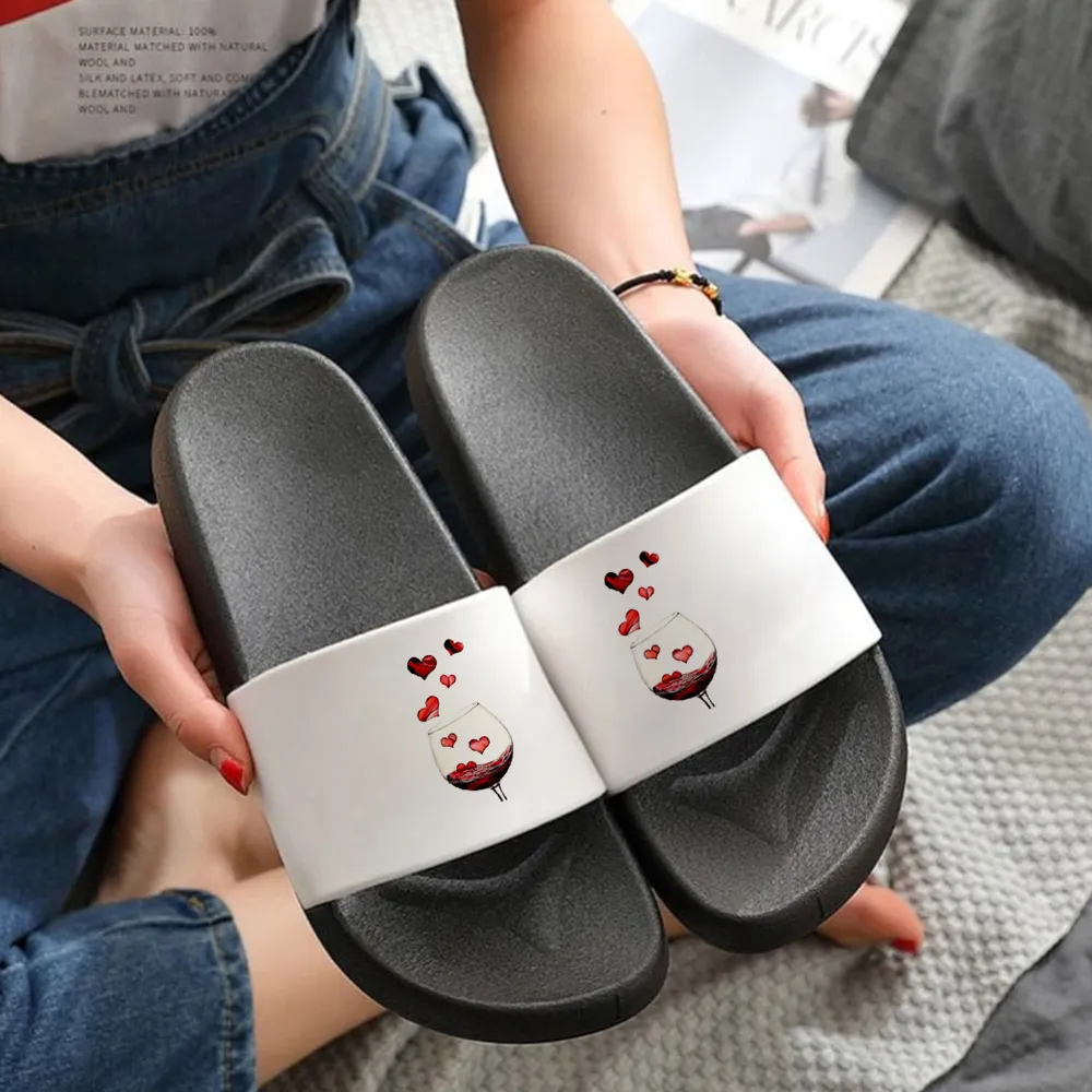 Stampa in vetro di vino rosso donna Slippista Kawaii Summer Slipper PVC Slide esterni a sola piscina Slifori UNISEX UNISEX B