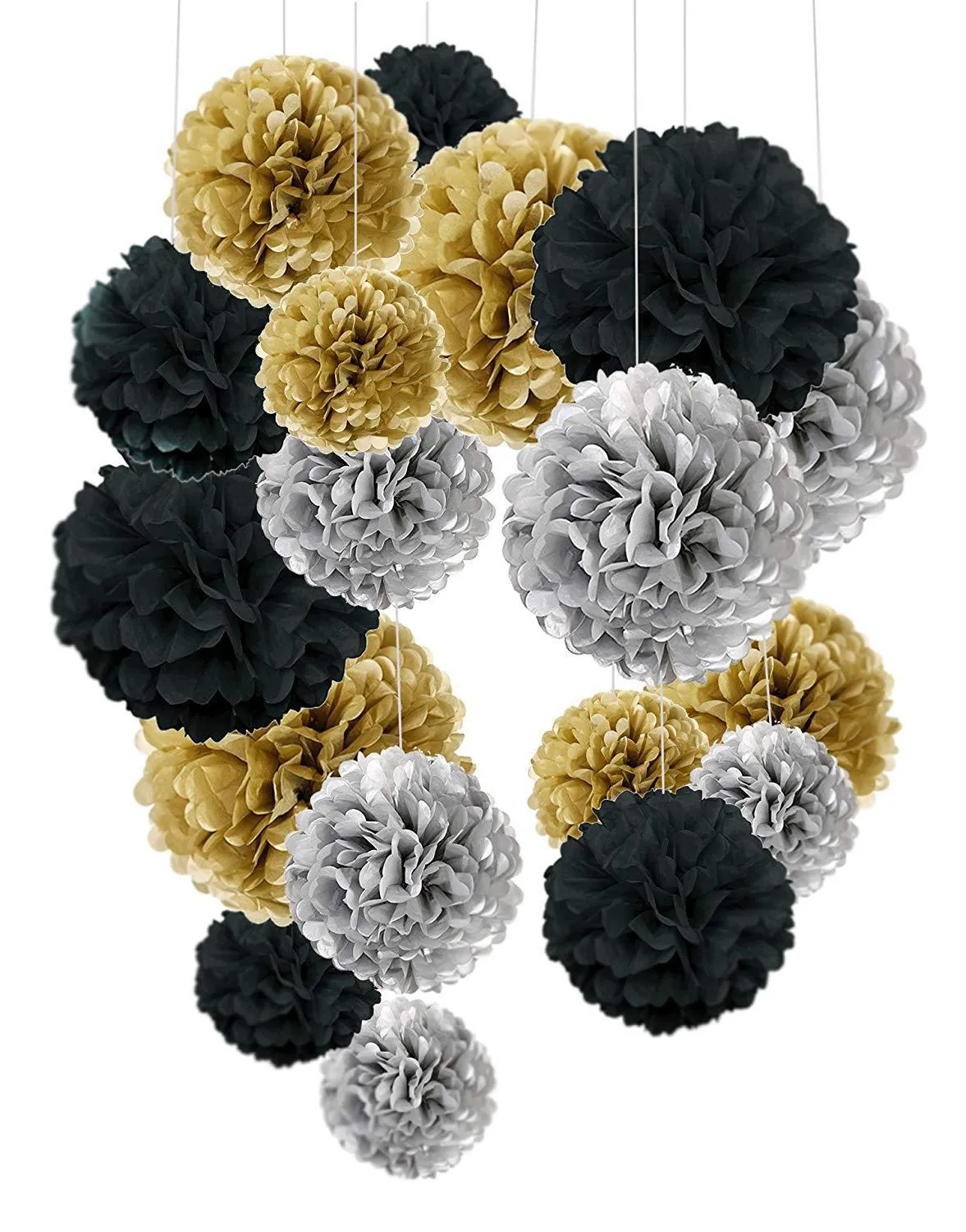 18pcs/Set Hanging Paper Ball Tissue Paper Pom Pom Flower Home store office decoration for Wedding Birthday Christmas new year