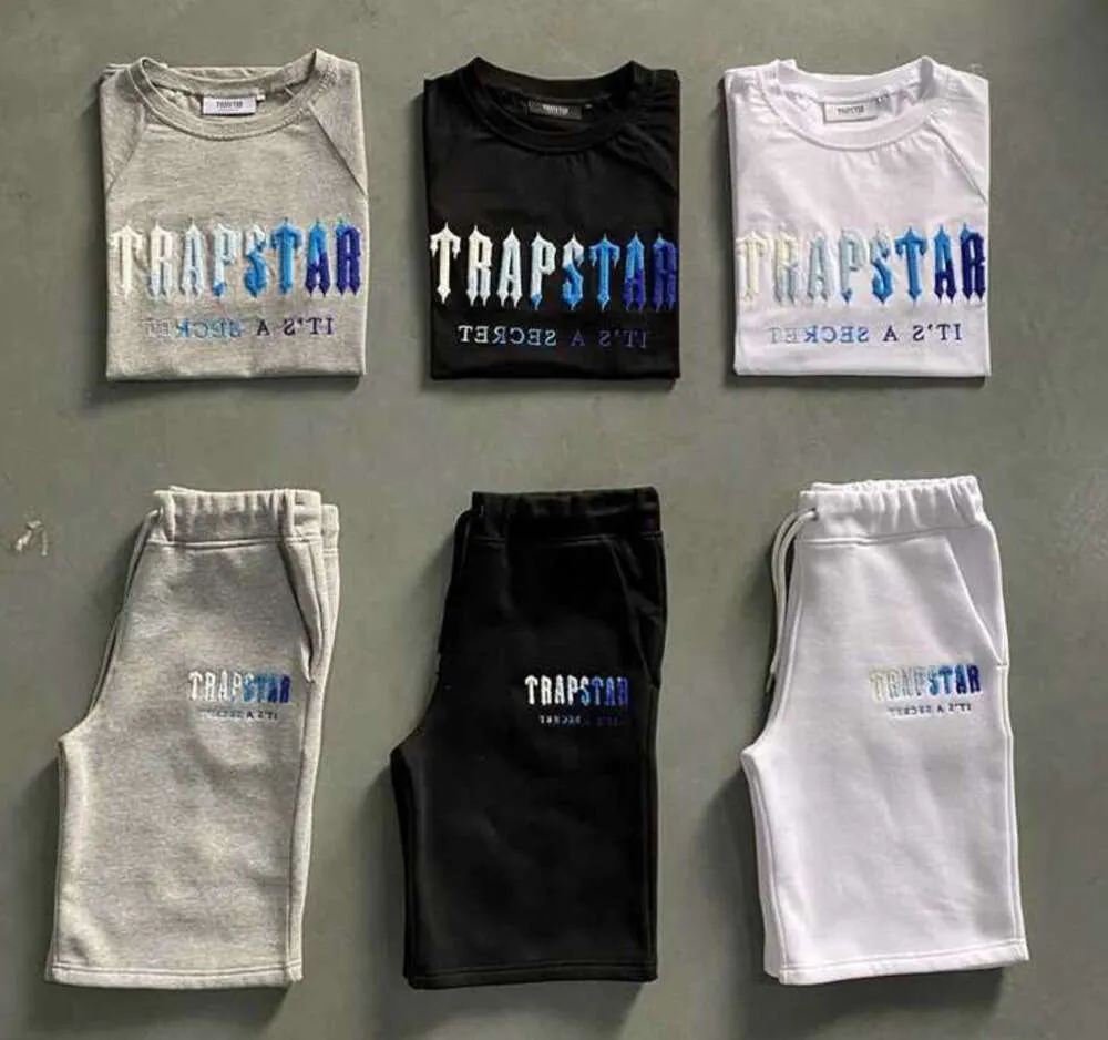 Mens Trapstar T Shirt Set Letter Embroidered Tracksuit Short Sleeve Plush ShortsMotion current MeiClothes 1199ess