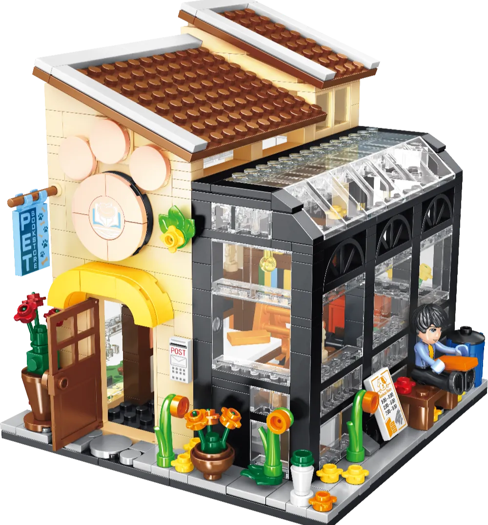 FC8508 Street View City Serisi İçecek Kahve Food Food Pizza Ayakkabı Mağazası Modeli Market Mağazaları Yapı Taşları Set Toys Çocuk