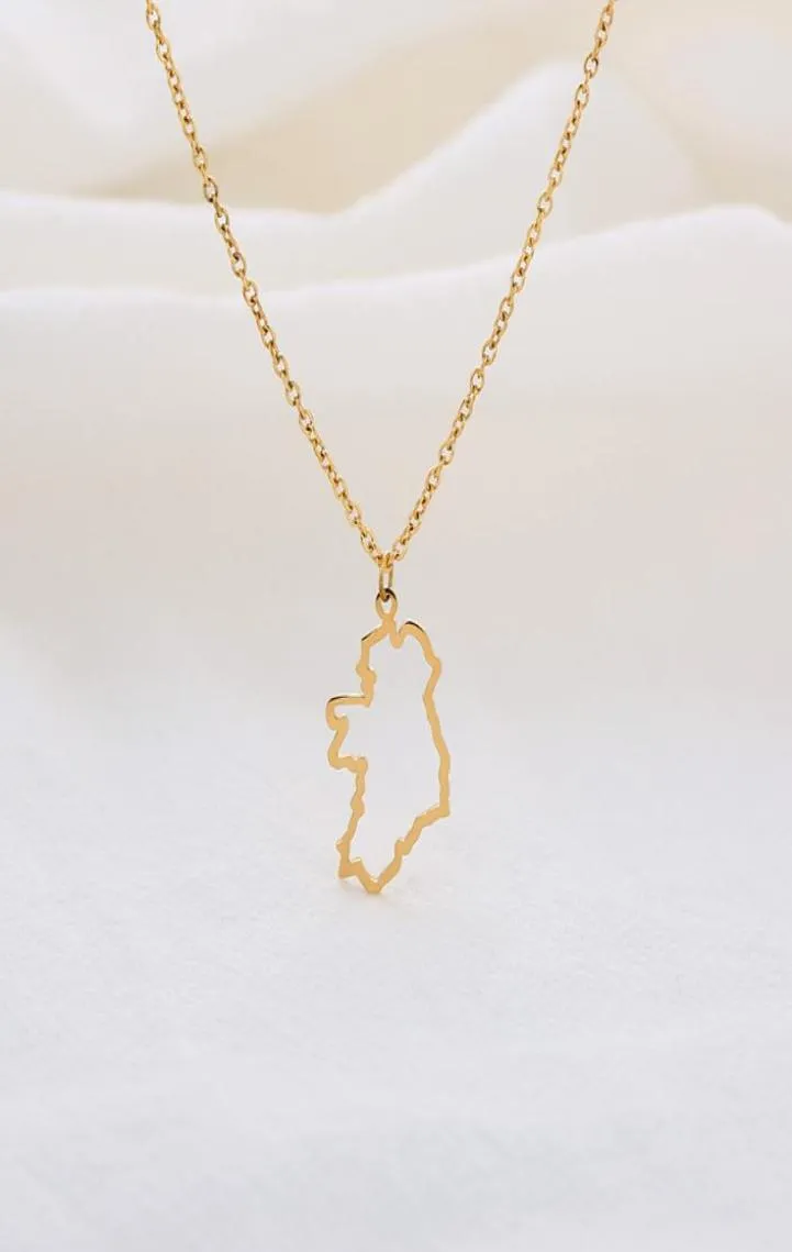 10PC Outline Republic of Ireland Map Necklace Continent Europe Country Dublin Pendant Chain Necklaces for Motherland Hometown Iris3321354