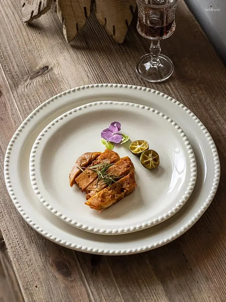 Plates Dinner Tableware Irregular Bead Point Plate Ceramics Serving Western Cuisine Light Luxury 2024 Kitchen