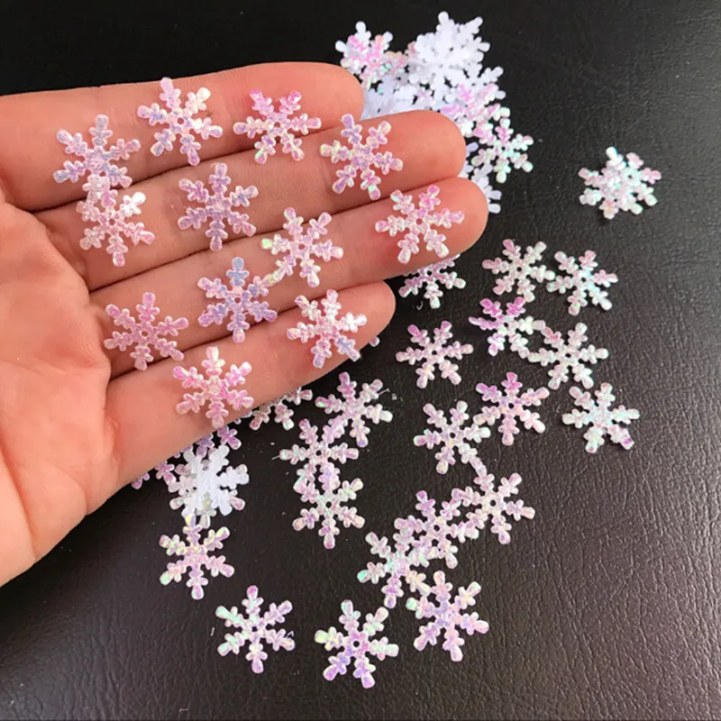 200/300pcs 2cm Christmas Snowflakes Confetti Xmas Tree Ornaments Christmas Decorations for Home Winter Party Cake Decor Supplies