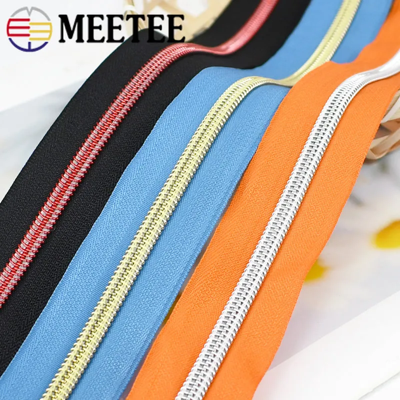 2Meters 5# Sewing Zippers By The Meter+2Pcs Zipper Slider Head Bag Purse Coil Zippers Decor Zip Pulls Repair Kit DIY Accessories