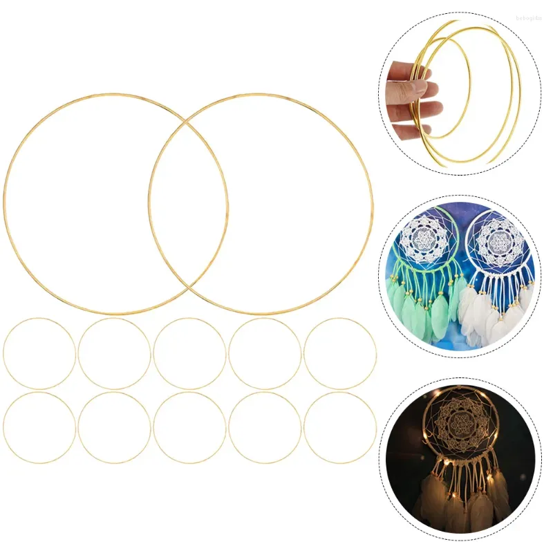 Decorative Flowers 12 Pcs Dream Catcher Hoop Metal Rings DIY Wind Chimes Cather Supplies Moon Circle Basketball Things Frame Windchime