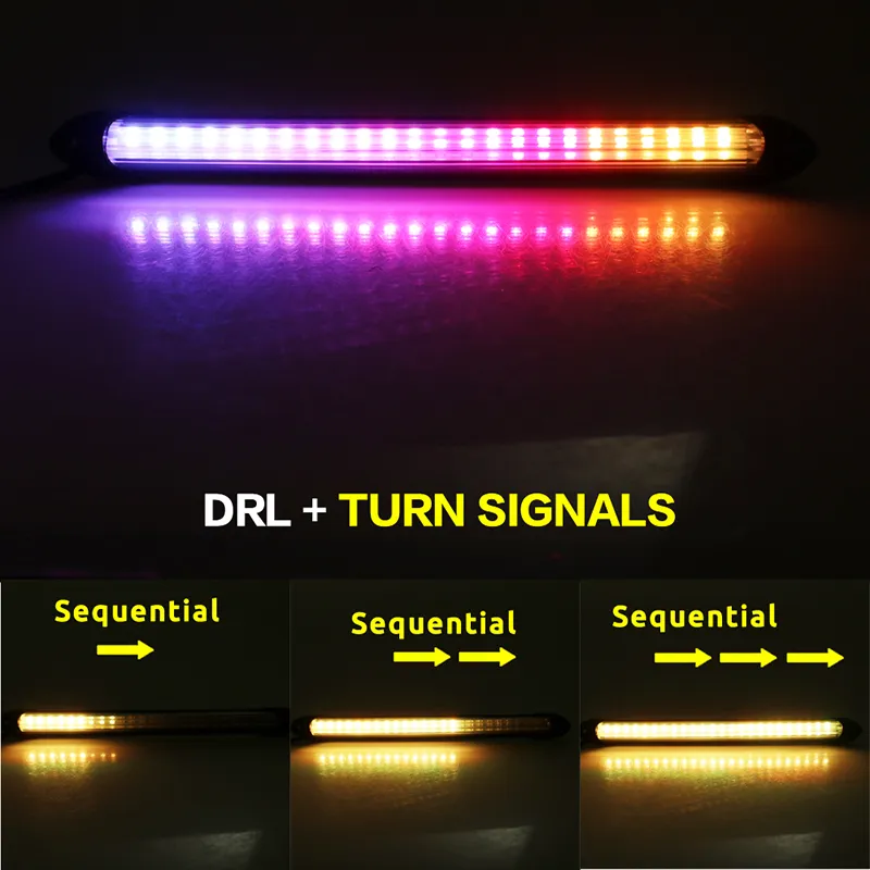 2x RGB LED Car DRL Daytime Running Lights Waterproof Universal DC 12V ...