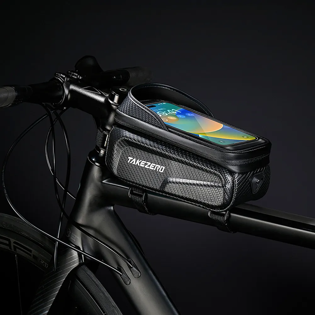 1L Bicycle Front Frame Bag Carrier Pack with Reflective Pattern Hard ...