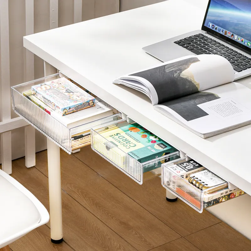 Cajas de almacenamiento de mesa de escritorio debajo del cajón de escritorio soporte de papelería oculta bolígrafos de la oficina accesorios del organizador del hogar suministros