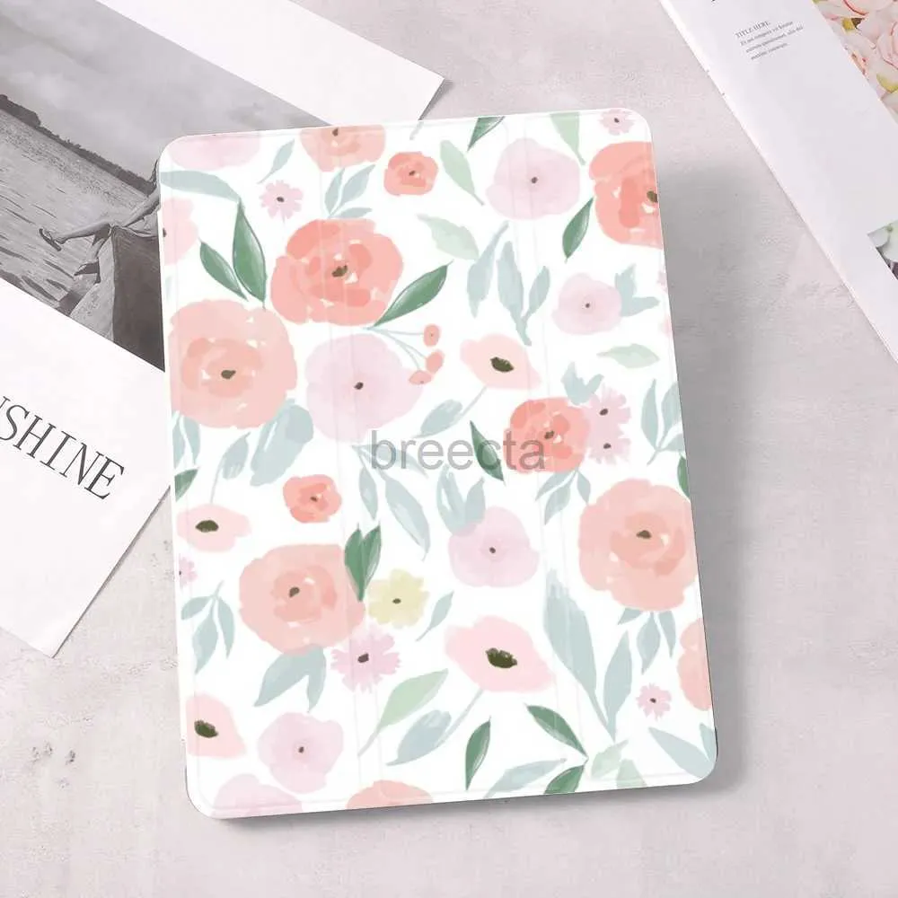 Tablet PC Cases Bags Pink Flowers For iPad 10.9 inch Air 4 2020 5th 6th 10.2 8th Generation 12.9 inch Pro 2018 Mini 4 5 Smart Case Con Portamatite 240411