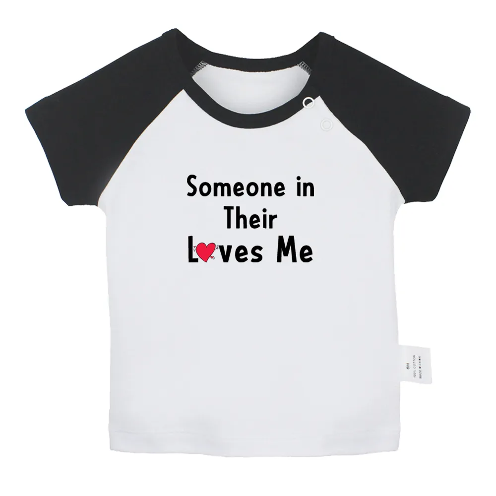 iDzn New Someone In Their Loves Me Fun Baby T-shirts Cute Boys Girls Tees Infant Short Sleeves T shirt Newborn Clothes Kids Tops