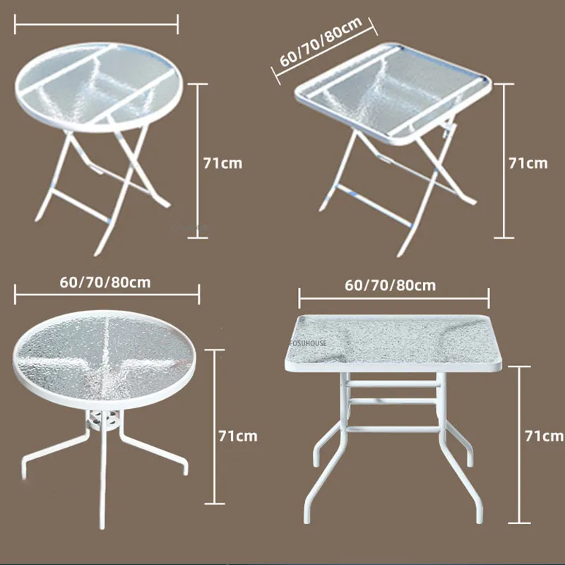 أثاث الفناء الأبيض الحديث طاولة طية قابلة للطي في الهواء الطلق وكراسي حديقة شرفة أوقات الترفيه مسند الظهر كرسي زجاج القهوة z