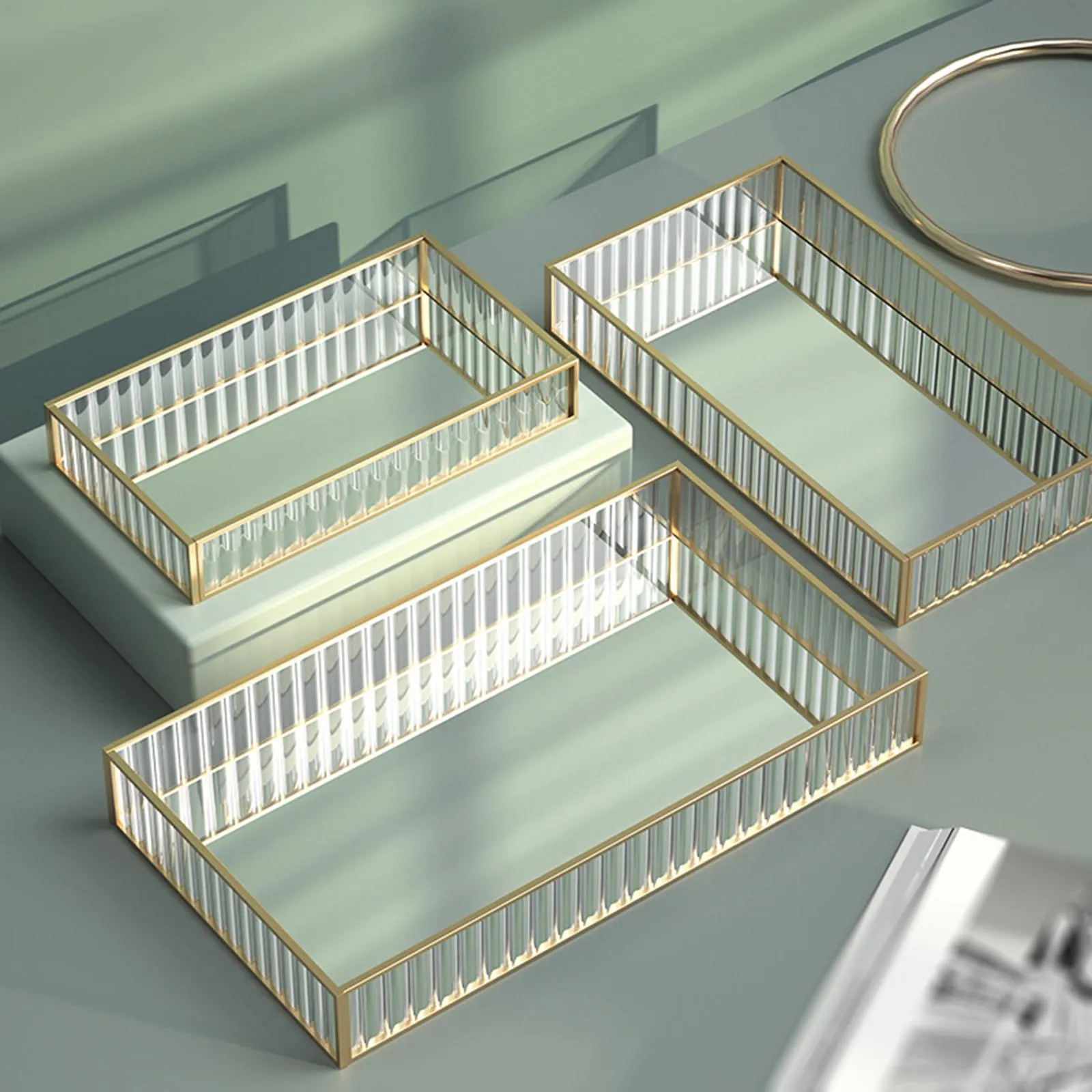 silver perfume tray for dresser Large Mirror Tray Vanity Tray Vintage Tray Mirrored Tray Bar Tray Large Tray Dresser Tray Perfume Tray Antique Tray for Bathroom Tray Decor