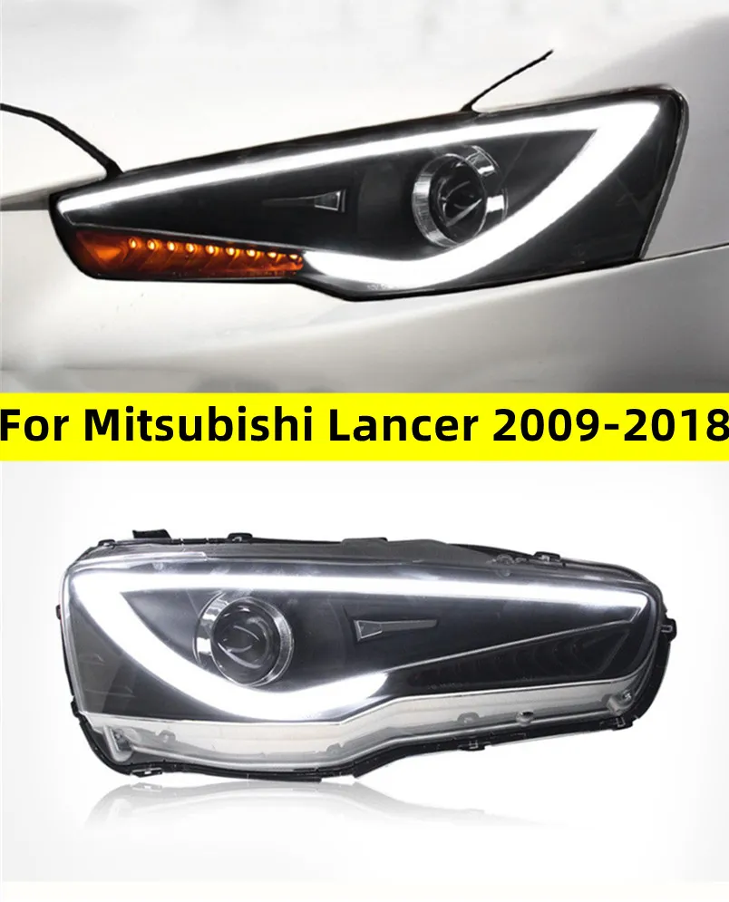 Bilkastare för Mitsubishi Lancer 20 09-20 18 LED-strålkastare Montering DRL Turn Signal Front Lamps Plug N Play N Play