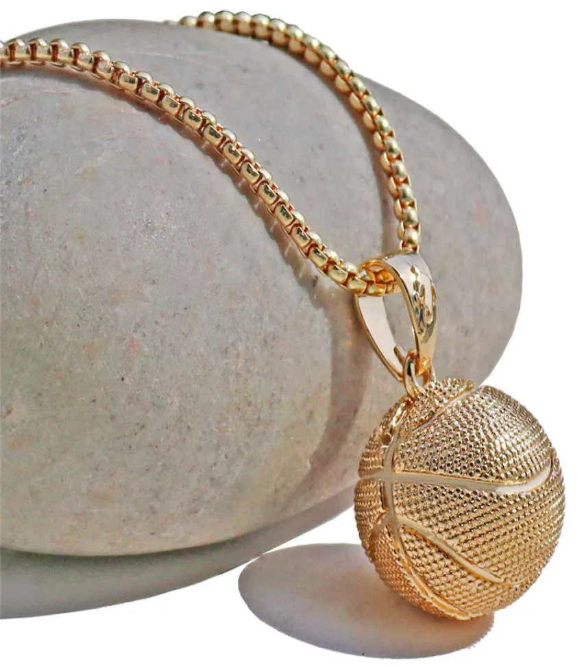 Baskethänge halsband guld rostfritt stål kedja halsband kvinnor män sport hip hop smycken basket fotboll älskare gåva9022191