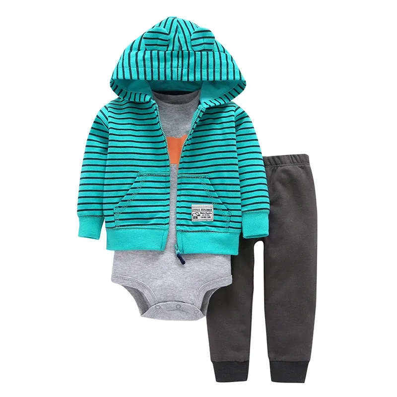 newborn baby boy girl clothes long sleeve hooded jacket+romper+pants new born outfit infant clothing babies suit animal 2019