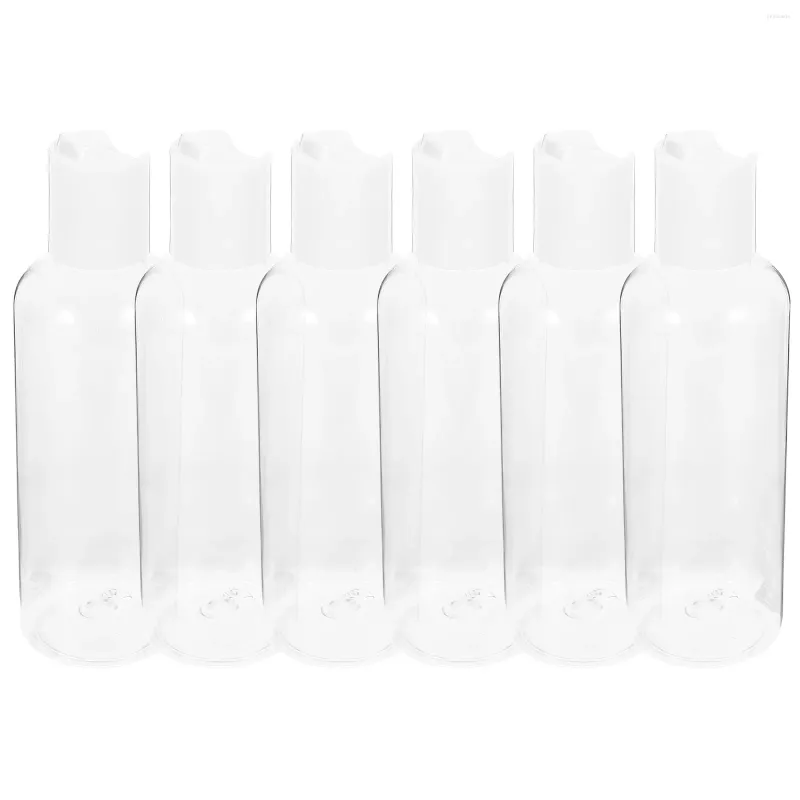 Lagringsflaskor 6 st resor storlek tom schampo plast toalettartiklar container lotion flaskor (100 ml)