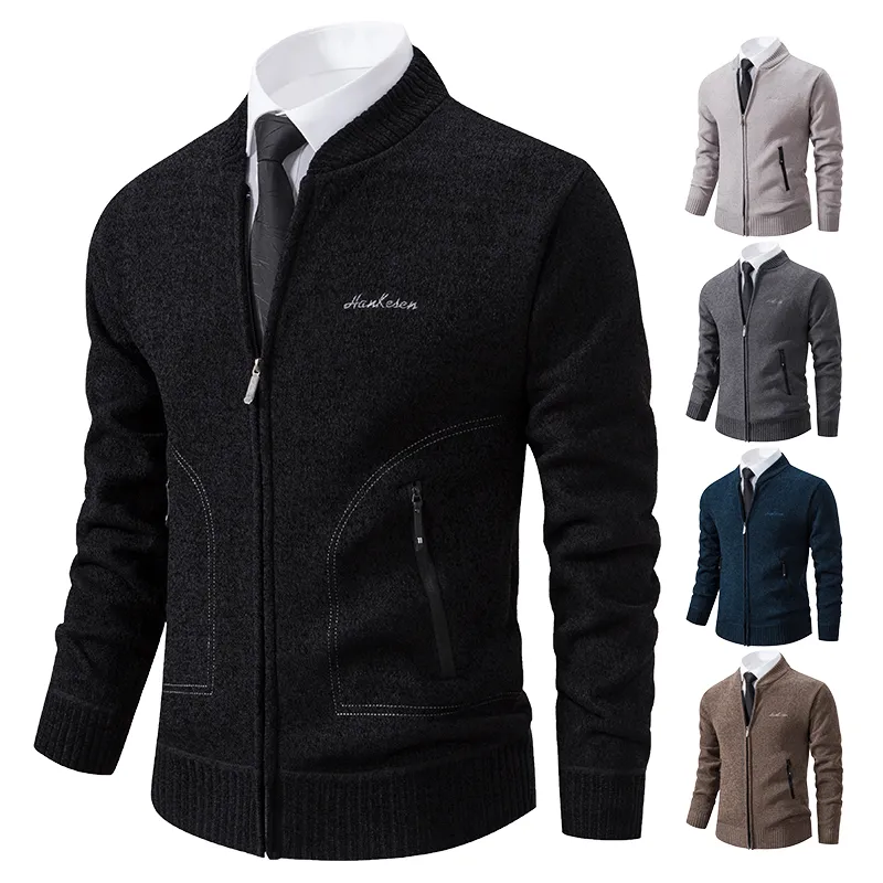 Korean Brand Men's Winter half zipper sweater with