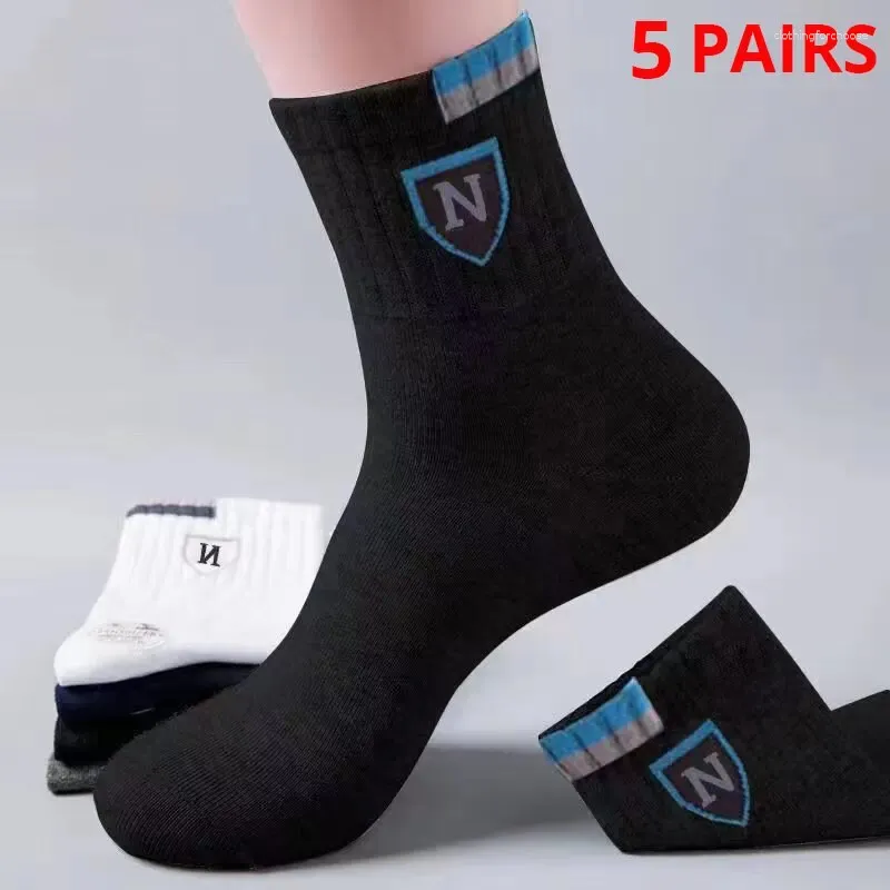 Мужские носки 5 паров Средняя длина можно носить с буквами во всех сезонах спорта и моды