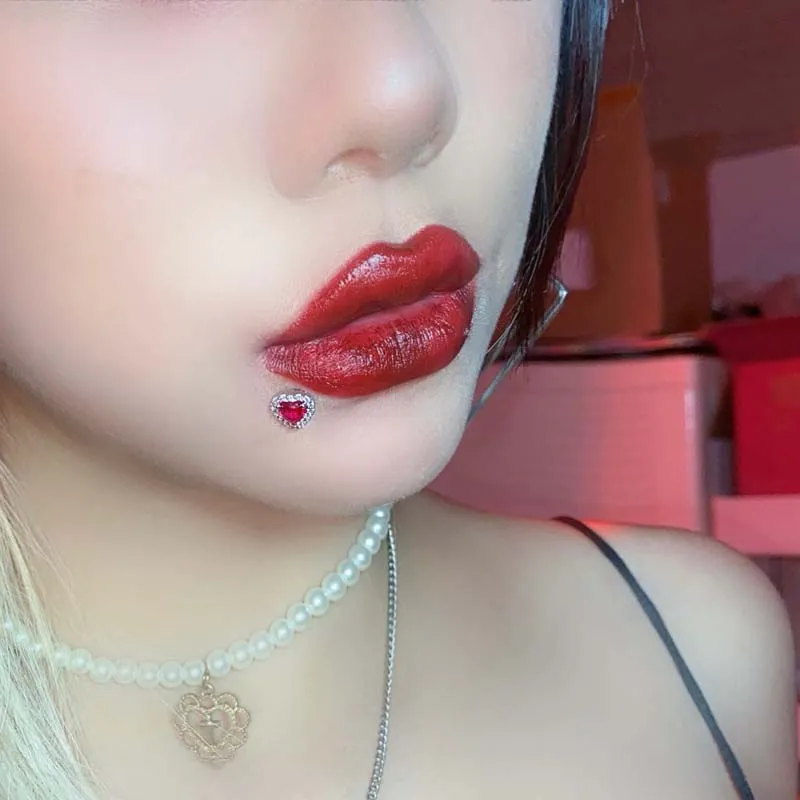 CZ Heart Lip Piercing Labret Lip Ring Surgical Steel Body Piercing Medusa Monroe Daith Bites Zirconia Accessories