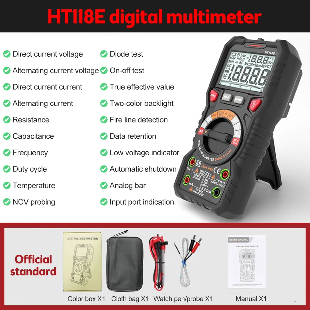 HT118A Multimetro Digitale Professionale True RMS 6000 Conteggi - Nuovo