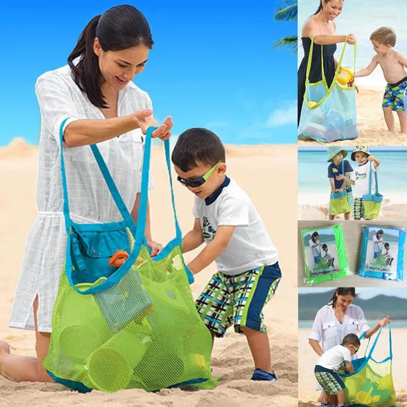 Bolsas de armazenamento Bolsa de malha de brinquedos de praia grande areia de brinquedos de crianças protetores para toalhas de roupas