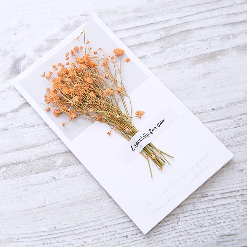 1PC Fleurs séchées Enveloppe Cartes de voeux Cartes Invitations de mariage Cartes Postcards remercier les cartes manuscrites Gift You O1X8