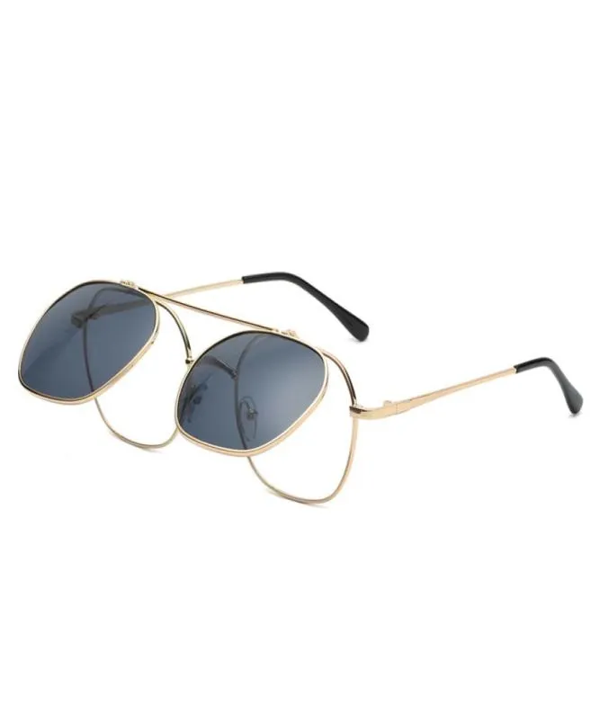 2020 Óculos de sol da moda da moda para homens e mulheres metal quadrado quadro flip up Glasses Unissex Eyewear UV4003814206