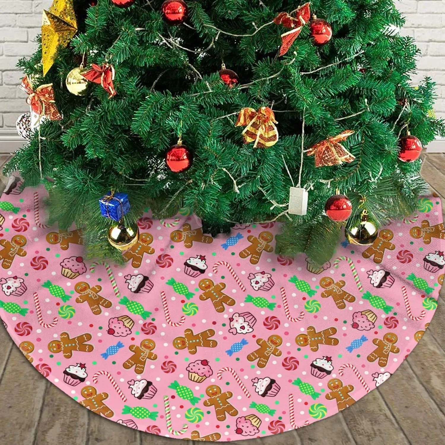 Jul godis behandlar rosa julgrant kjol 36 tum bondgård ornament dekorationer